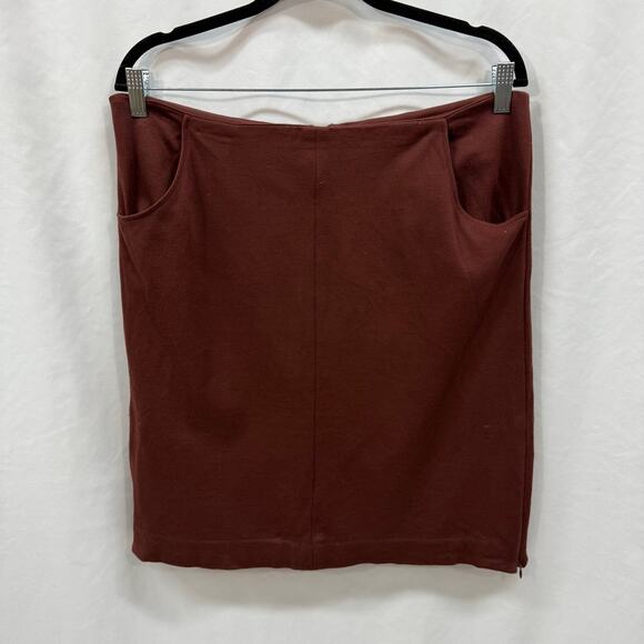 Cabi 3582 Boss Skirt Currant Brown Knee Length Pencil Skirt Side Zip Slits 12 - Picture 1 of 5